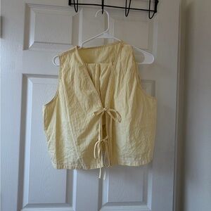 Zara Yellow Striped Tie-Front Tank Top